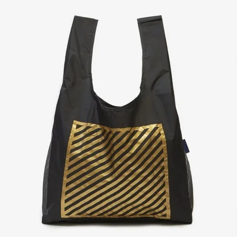 BAGGU OLD PRINT Standard Bag Metallic Black & Gold